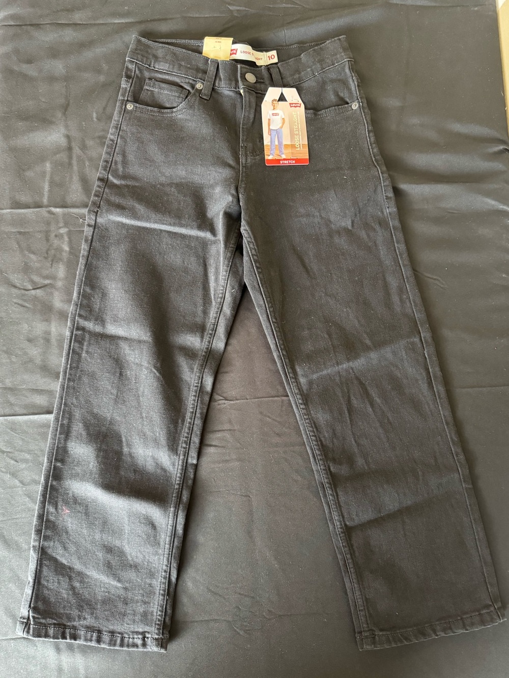 Levi's Boys Loose Straight Jeans Size 10 Reg Black Stretch Denim NWT